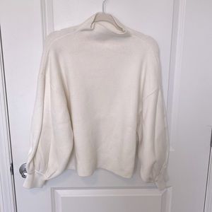 Pink Lily White Mockneck Sweater
